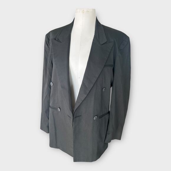 Vintage 90s Black Double Breasted Blazer Women's RPM Next Wave Preppy Academia M - Picture 3 of 11